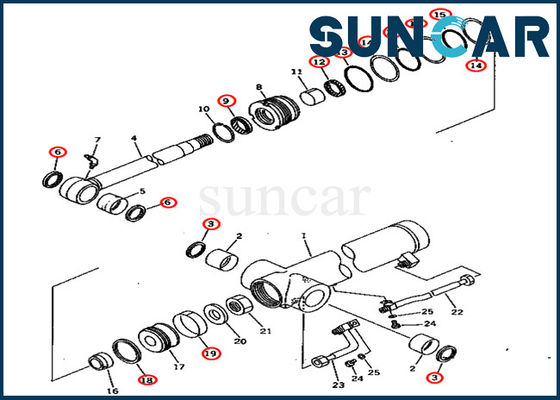 comprar Cilindro 7079836600 do jogo de reparação 707-98-36600 do selo do braço que sela Kit Fits Komatsu Excavator PC75UU-2 PC75UU-2E online manufacture