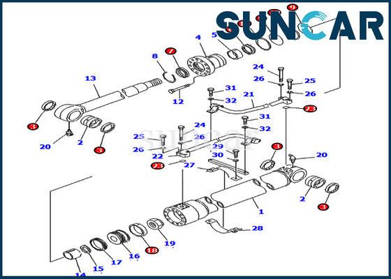 comprar equipamento pesado de Kit For PC80-3 PC80LC-3 KOMATSU do serviço do cilindro do crescimento de 20X-63-02010 20X6302010 online manufacture