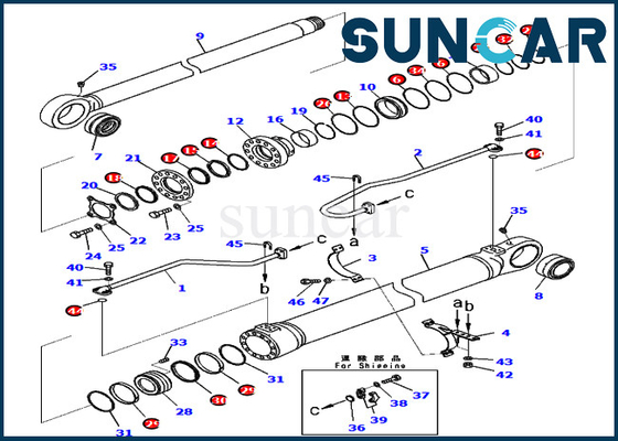 comprar Máquina escavadora 7219800920 Service Kits For PC800SE-8E0 KOMATSU do jogo 721-98-00920 do selo do cilindro do crescimento online manufacture