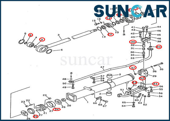 comprar D355A-3-5 KOMATSU sela o jogo de reparação do selo do cilindro do elevador da escavadora da esteira rolante 195-63-05120 online manufacture