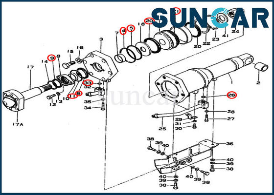 comprar A lâmina de KOMATSU 195-63-05041 inclina a escavadora da esteira rolante de Kit For D355-3 do selo do cilindro hidráulico online manufacture