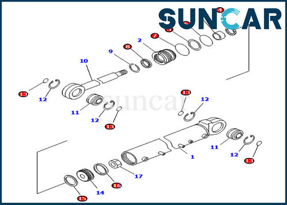 comprar 707-98-42420 os jogos do selo do cilindro do reparo do ângulo de lâmina cabem a escavadora D41E-6 D41P-6 da esteira rolante de KOMATSU online manufacture