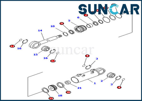 comprar Jogos da substituição de KOMATSU do jogo 707-99-34590 do selo do cilindro da inclinação de lâmina para a escavadora de D41P-6K online manufacture