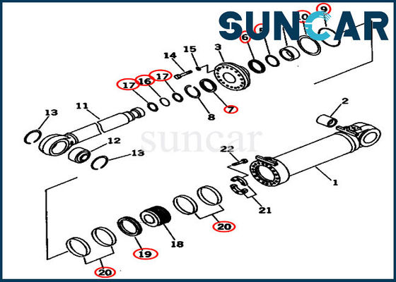 comprar Jogos duplos do selo do óleo hidráulico de KOMATSU da escavadora do OEM do jogo 707-99-96201 da selagem do cilindro da inclinação online manufacture