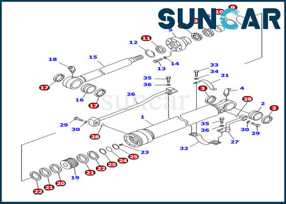 comprar Jogo de lubrificação longo de Kit Inner Repair Oil Seal do serviço do cilindro da cubeta das partes 707-98-27620 de KOMATSU PC100-6 online manufacture
