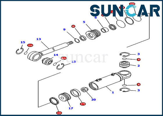 comprar Peças de reparo hidráulicas de KOMATSU dos selos do jogo 707-98-43620 do selo do cilindro da inclinação da escavadora online manufacture