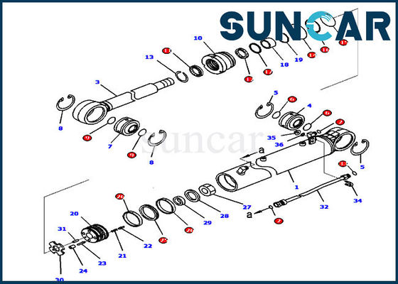 comprar Jogo de reparação do cilindro de KOMATSU da escavadora do jogo 707-99-36680 da selagem do cilindro do ângulo D65WX-16 online manufacture