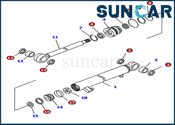 comprar 707-98-13970 jogo do serviço da maquinaria de Kit Fits Komatsu Excavator PC15MR-1 do selo do cilindro do braço online manufacture