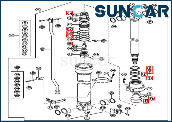 comprar Peças hidráulicas de Kit For Excavator 2154D 225CLC JOHN DEERE do selo do cilindro do braço AH225135 online manufacture