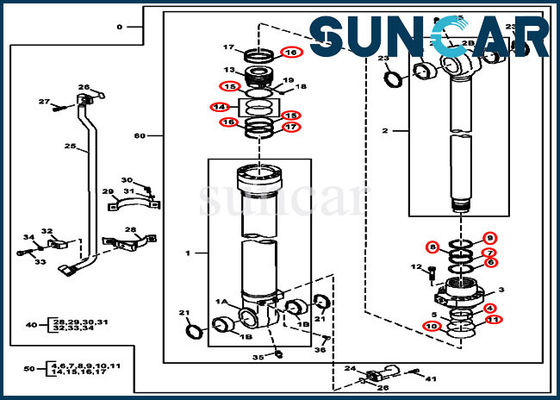 comprar Máquina escavadora Hydraulic Service Kit do jogo 2154D 225DLC do selo do reparo da cubeta de John Deere AH225137 online manufacture