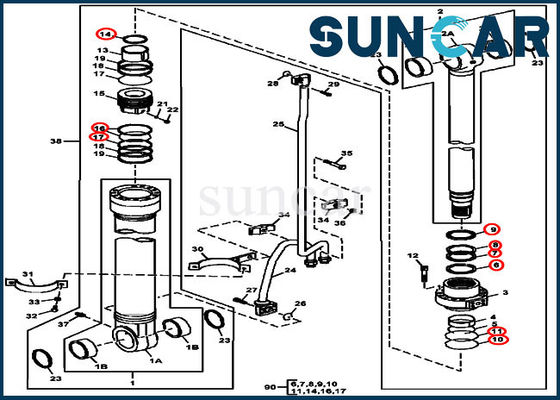 comprar FYA00006590 máquina escavadora Left Boom Sealing Kit Fits 240DLC 250GLC John Deere Cylinder Components online manufacture