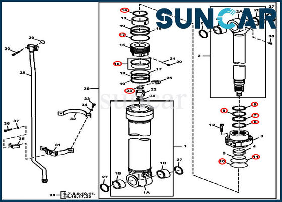 comprar Máquina escavadora Moldes de Kit For 240DLC 250GLC do reparo de FYA00006591 John Deere Hydraulic Cylinder Seal online manufacture