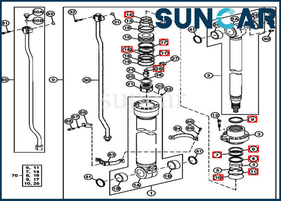 comprar Selo hidráulico Kit Fits 230CLC John Deere Equipment do reparo dos componentes 4369943 do cilindro do braço online manufacture