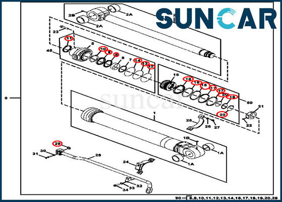 comprar Peças da MPE dos componentes do cilindro de DEERE do jogo 300GLC da selagem do cilindro da cubeta FYA00006595 online manufacture