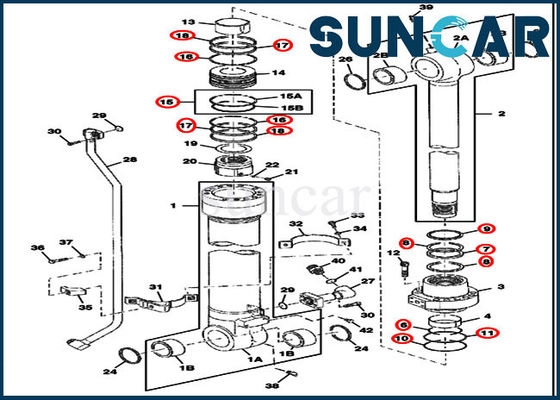 comprar Peças de substituição do cilindro do jogo de reparação 370C 450CLC Deere do selo da cubeta FYA00001401 online manufacture