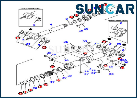 comprar PC160LC-7 selo hidráulico KOMATSU 707-99-37380 peças do modelo de Kit LubriC.A.Ting do serviço do cilindro da cubeta online manufacture