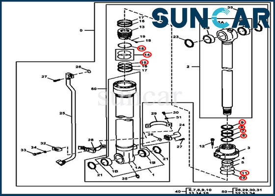 comprar 4663493 jogo do jogo 190DW 160DLC John Deere Excavator Seal Repair do serviço do cilindro da cubeta online manufacture