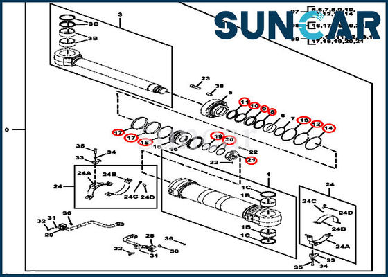 comprar FYA00023524 que posiciona o selo Kit Excavator John Deere 190GW do reparo do cilindro online manufacture