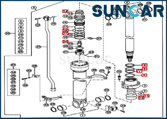 comprar 210 jogo da selagem do reparo do cilindro do braço da vara do Dipper de John Deere Hydraulic Seal Kit 4661594 online manufacture