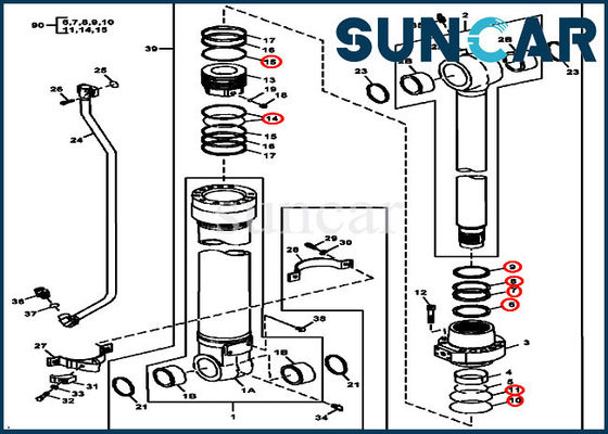 comprar 4662066 selos do cilindro hidráulico de Kit John Deere 240DLC 2454D ISO9001 do reparo da cubeta online manufacture