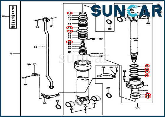 comprar 4662880 Kit de vedação do cilindro do braço para gravador de escavadeiras Deere 200LC, 270CLC, 2554, 2054, 2154D online manufacture