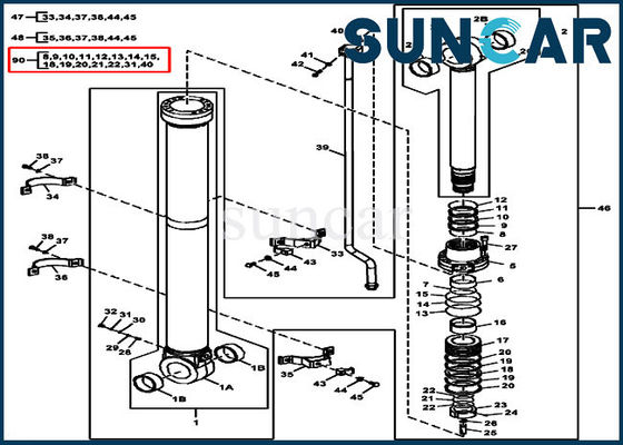 comprar Jogo da selagem do jogo ISO9001 290GLC 270DLC de FYA00008675 John Deere Arm Cylinder Seal online manufacture