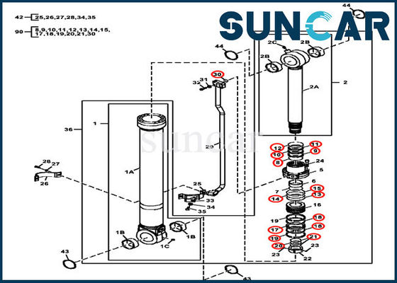 comprar Componentes de Service Kit John Deere Hydraulic Bucket Cylinder da máquina escavadora FYA00010735 online manufacture