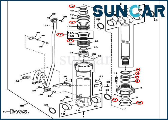 comprar 370C JOHN DEERE 4686321 jogos da substituição do CYL do jogo do serviço de reparações do selo do cilindro do crescimento online manufacture
