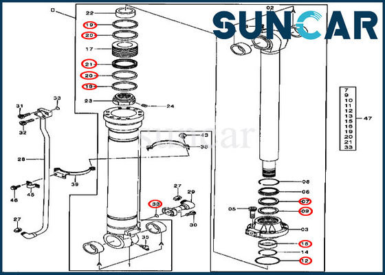 comprar Máquina escavadora hidráulica Repair Kits de Kit John Deere 330LCR 450CLC do selo do cilindro da cubeta AT264430 online manufacture