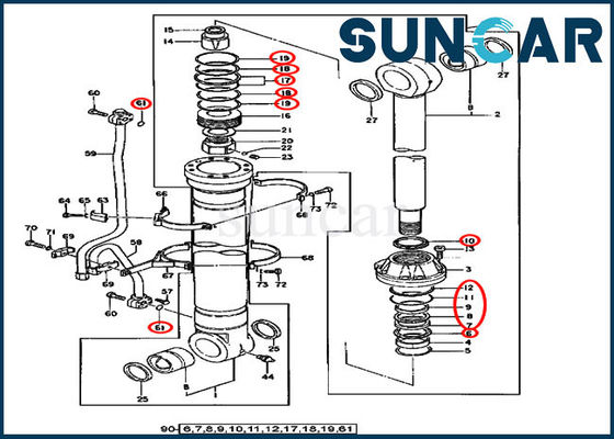 comprar Equipamento dos modelos de Kit Service Kits For 450CLC 550LC Deere do selo do cilindro do crescimento AT196471 online manufacture