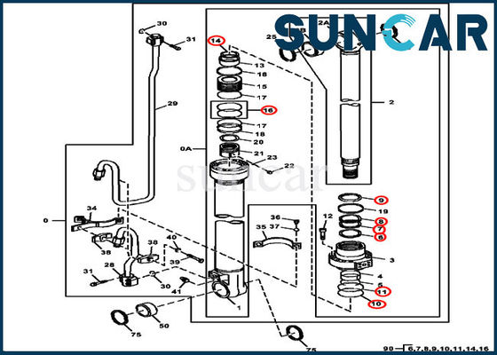 comprar cilindro hidráulico 115,00 milímetro Rod dos ajustes dos jogos do selo do crescimento de 3754D Deere 4686432 furo de 170 milímetros online manufacture