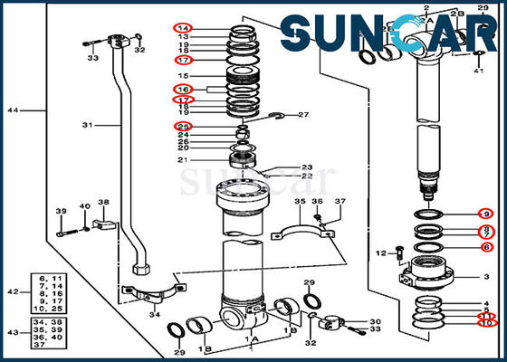 comprar 4364916 componentes longos super do cilindro do braço do crescimento para o jogo do selo do reparo de 200LC JOHN DEERE online manufacture