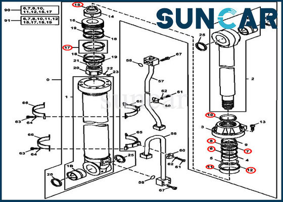 comprar 4438679 máquina escavadora Seal Repair Kits do jogo 450LC 450CLC Deere do cilindro hidráulico do braço online manufacture