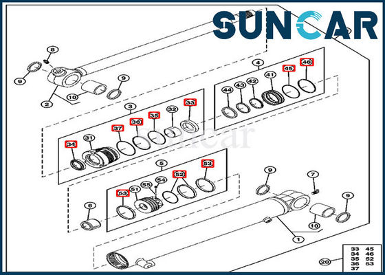 comprar Vista o jogo 27D John Deere Hydraulic Repair Kits do selo do cilindro do braço da resistência 4652137 online manufacture