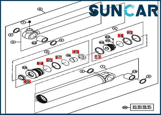 comprar 4667619 máquina escavadora Hydraulic Service Kit dos jogos 17D do selo do óleo de John Deere Swing Cylinder Repair online manufacture