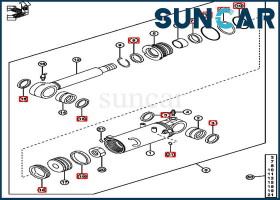 comprar jogos de Hydraulic Replacement Service da máquina escavadora do jogo 4622067 do cilindro de lâmina de 50D Deere online manufacture