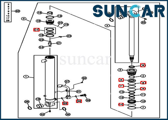comprar Selos hidráulicos 4634036 modelos de Kit For Excavator 50D JOHN DEERE do selo do reparo do cilindro do braço online manufacture