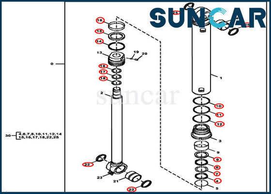 comprar jogo do serviço do cilindro hidráulico do balanço do crescimento do jogo FYD00003234 da selagem de 60G Deere online manufacture