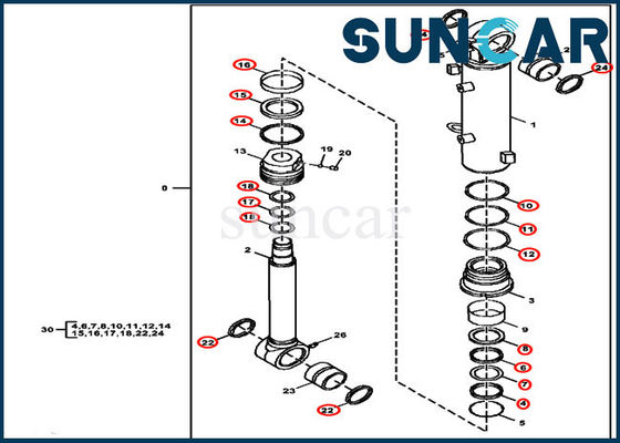 comprar selo Kit Blade Cylinder Sealing Kit do reparo das peças FYD00003245 de 60D 60G Deere online manufacture