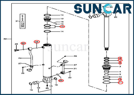 comprar 4464986 Kit de vedação do cilindro de balde para modelos John Deere 75D, 85D, 75C, 80C online manufacture
