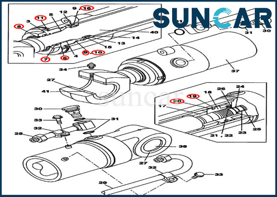 comprar CX80 máquina escavadora Parts da esteira rolante do OEM do jogo de reparação do selo do cilindro do balanço do crescimento do caso LZ008240 online manufacture