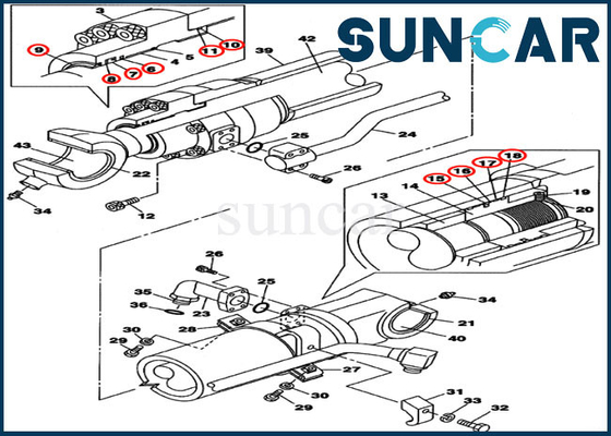 comprar Cubeta LZ008210 que sela o jogo de reparação do selo do cilindro hidráulico do EXEMPLO de Kit Fits CX160C CX160B online manufacture