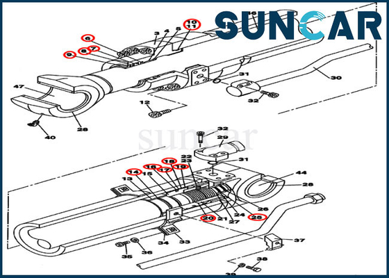 comprar Exemplo de Kit Hydraulic Cylinder Seals Fits CX250C CX240B do selo do reparo do Dipper do braço LZ008050 online manufacture