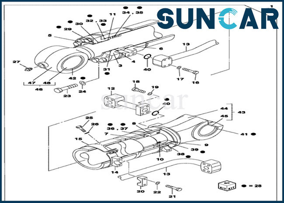 comprar Máquina escavadora de Kit Fits CX700B do selo do reparo do cilindro da cubeta da caixa do jogo LZ007550 do selo do óleo online manufacture