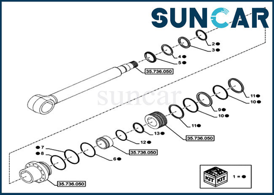 comprar Máquina escavadora Hydraulic Repair Kit da esteira rolante de Kit For Case CX750DRTC do selo do cilindro do crescimento LZ014870 online manufacture