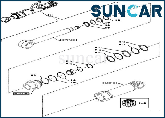 comprar CAIXA da máquina escavadora CX750DRTC de Kit Cylinder Service Kit Fits do reparo do selo do braço LZ014960 online manufacture