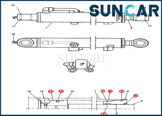 comprar Modelos do EXEMPLO de Kit Fits CX14 do reparo do selo do cilindro do braço do jogo PE01V00002R100 do selo do óleo hidráulico online manufacture