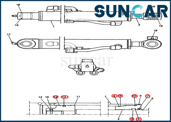comprar Maquinaria do exemplo de Kit For Excavator CX14 do selo do reparo do cilindro da cubeta PE01V00003R100 online manufacture