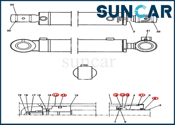 comprar Construção do exemplo de Kit Fits Excavator CX14 do selo da substituição do cilindro do balanço PE01V00005R100 online manufacture
