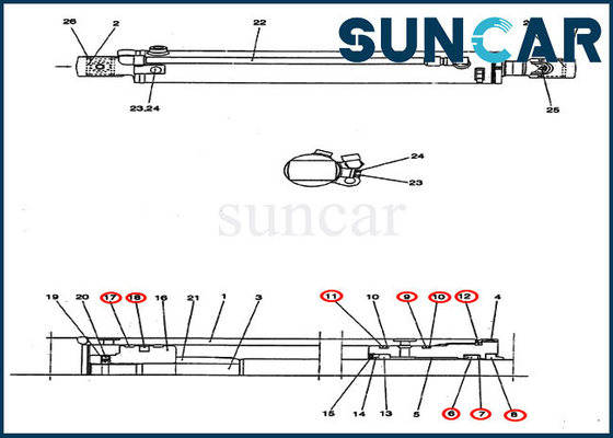 comprar Vista a máquina escavadora Seal Kits da caixa do jogo CX25 do serviço do cilindro do balanço da resistência PM01V00044R300 online manufacture